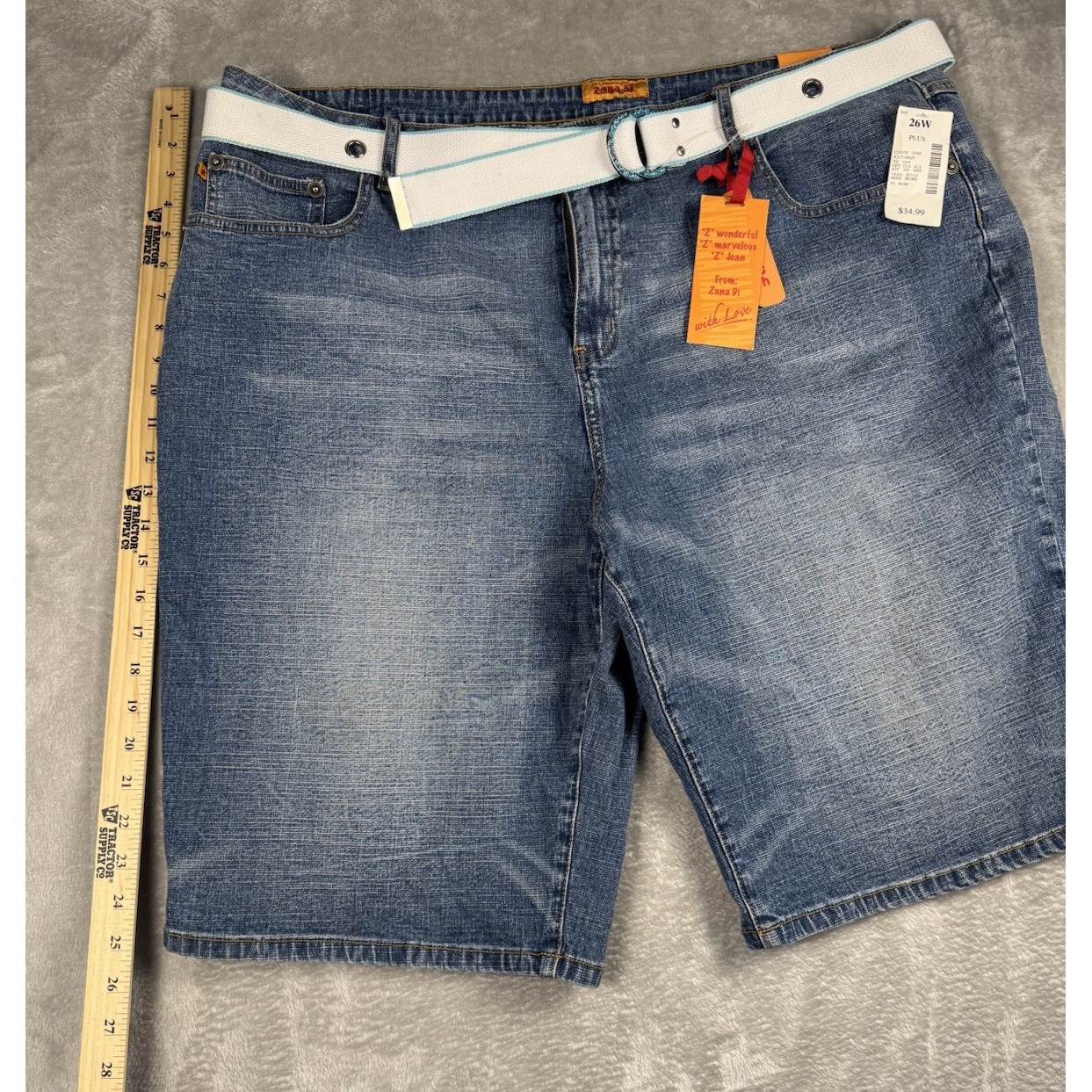 Zana Di Zd Womens Size 26 Capri Denim Jeans Blue Belted Nwt New